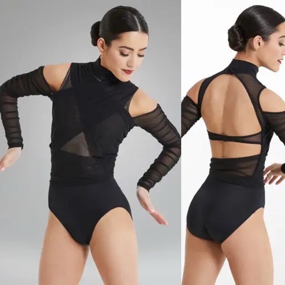 Weissman Balera Dance costume black Mesh Leotard MT11418 SA-Small adult
